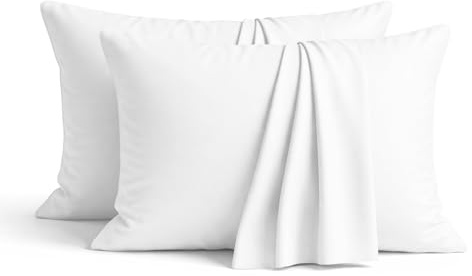 AMEHA Kissenbezüge aus 100 % gebürsteter Mikrofaser, Weiß, 2er-Pack (Kissen nicht im Lieferumfang enthalten), superweiche Standard-Kissenbezüge, Hotelqualität, Standardgröße (50 x 75 cm)
