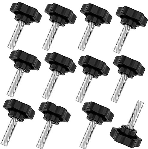 MOJOTIC 12 Stücke Flügelmutter M6x25mm Flügelschrauben,Rändelschraube,Sternschraube,Gewinde Klemmknopf Schwarz Kunststoff Handknob Rändelschraube Schrauben mit Griff