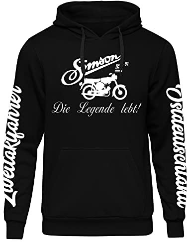 UGLYSHIRT Simson Ostdeutschland Herren Kapuzenpullover | Zweitakter Hoodie Trabbi S50 S51 Trabant Pullover | Schwarz (S)