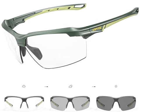 KAPVOE Photochromatische Selbsttönend Fahrradbrille Herren Damen Sportsonnenbrille Klar Radsportbrille UV400 Schutz TR90 Rahmen Sonnenbrille für MTB Radsport Radfahren Triathlon Rennrad Brille K87