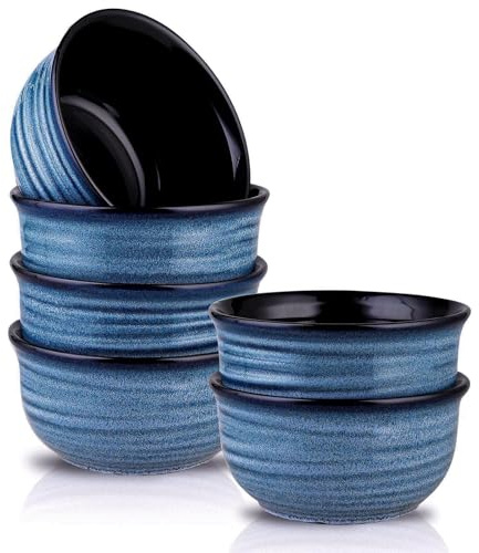 Hasense Cereal Bowl Set of 6, 20 Ounces Ceramic Soup Bowls Set for Kitchen, Suit for Cereal Soup Rice Pasta Salad Oatmeal, Microwave and Dishwasher Safe(Blue)