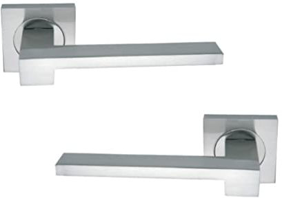 AZERODESIGN - Set di maniglie con rosetta quadrata LOTUS - 5x5 cm - Lunghezza maniglia 13 cm - Resistente all'usura e all'ossidazione - Colore nichel satinato - Facile installazione - Materiale in