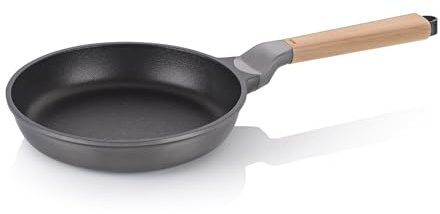 kela Poêle à frire 24cm VITANA, petite poêle à frire à induction, recyclable, poêle avec Oil Control System, fonte d'aluminium revêtue, poignée en bois de hêtre
