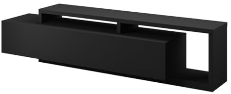 PRICE FACTORY just for you Meuble TV 220cm Collection BERGAME. Coloris Noir Super Mat.