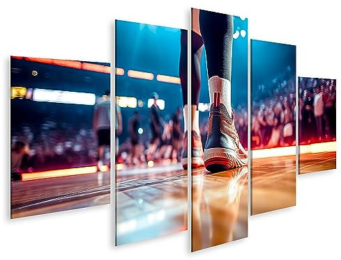 islandburner Bild auf Leinwand Indoor Basketball Sportschuhe Holzboden Bilder Wandbilder Poster JDFM-MFP
