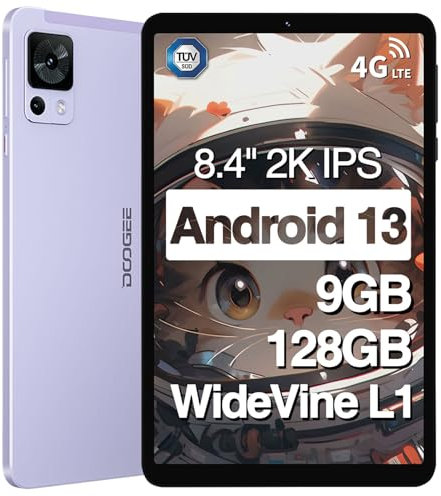 DOOGEE T20 Mini Tablet 8.4 Inch, 2.3K Display, 9GB RAM, 128GB ROM, 1TB TF, 5060mAh Battery, 1.6 GHz 8 Core, Android 13, 13MP + 5MP Camera, TÜV, 2.4/5GHz, GPS, Purple