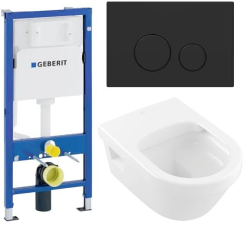Duofix Spülkasten Drückerplatte schwarz matt Villeroy Boch Architectura WC spülrandlos Komplettset