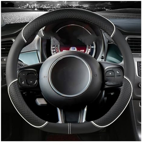 Lenkrad Abdeckung Für FIAT 500 Für 500E Für 500L Für 500X 36CM Auto Lenkrad Abdeckung Mikrofaser Leder Auto Zubehör Lenkradbezüge (Größe : White D Shape)