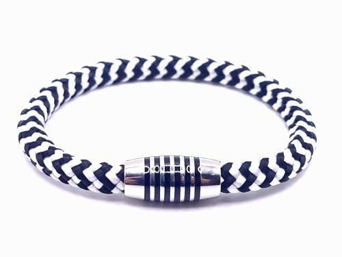 Armband Black/White shockwave aus farbintensiven Paracord-Segeltau mit schwarz emailliertem Edelstahlmagnetverschluss. (19.00)