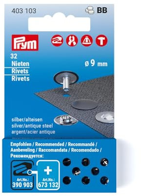 Prym 403103 Nieten Nachfüllset, 9 mm, silber-alteisen, silberfarbig