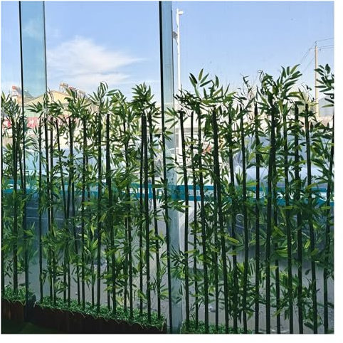 Kunstpflanze Kunstbaum Innen Außen Dekoration Künstliche Bambuspflanzen, Bodenstehender Künstlicher Bambus Trennwand Für Raumtrennung Mit Holzsockel, Und Naturgetreuer Ornamental Screen Bambus ( Color