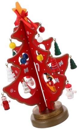 BCOATH Holz Weihnachtsbaum Tischdekoration Weihnachtsbaum Ornament Für Weihnachtsfeier Roter Lochbaum Kreative Holzgestaltung Perfektes Für Freunde Und Familie