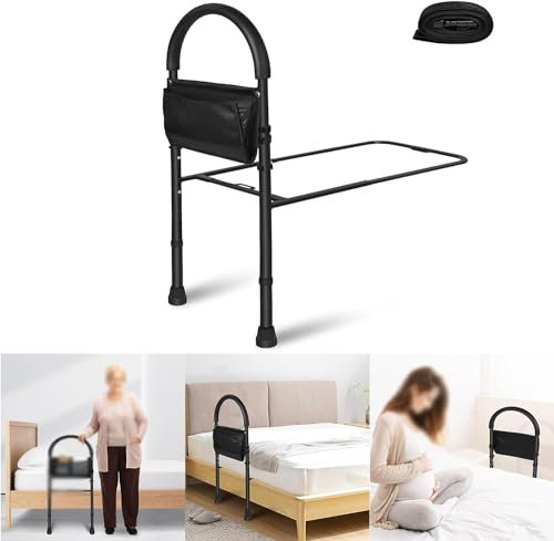 NWBZBH Bettgitter mit Beinen und Aufbewahrungstasche, sicherer Handlauf, Fallschutz, Mobilitätshilfe, Betthandlauf für ältere Menschen, Erwachsene, Senioren, Behinderte, Seitenschutz für Behinderte