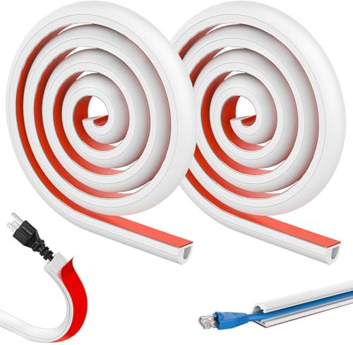 FHBHJNATC Canalina Passacavi Muro Bianco, Canalina Passacavi Adesiva, Canalina Passacavi Calpestabile PVC, Passerelle Portacavi Autoadesive per Nascondere I Cavi su Pareti E Pavimenti (2M)