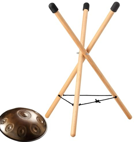 Handpan Stand - Zungentrommelhalter aus Stahl, verstellbarer Snare-Halter | Tragbarer Stativ-Trommelhalter für Handpan und Stahlzungentrommeln, Stabiler rutschfester Notenständer, Massivholz-Design