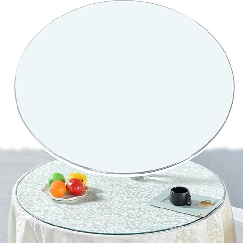 HAEKEBC Runde Tischplatte Aus Gehärtetem Glas, Transparenter Esstischschutz 40cm 60cm 80cm Runde Couchtischabdeckung Aus Glas, Unterstützt Individuelle Größe(80cm-31in)