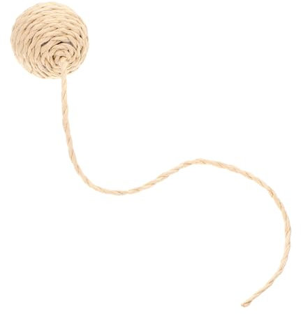 TOGEVAL Cat Scratching Ball Toys with Tails Sisal Rope Replacement Kit for Kittens and Indoor Cats Fun Accessories Beige Color
