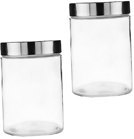 SECFOU 2piezas Frascos De Vidrio Para Almacenar Alimentos Contenedores Sellados Plateados Para Té Integral y Granos Integrales