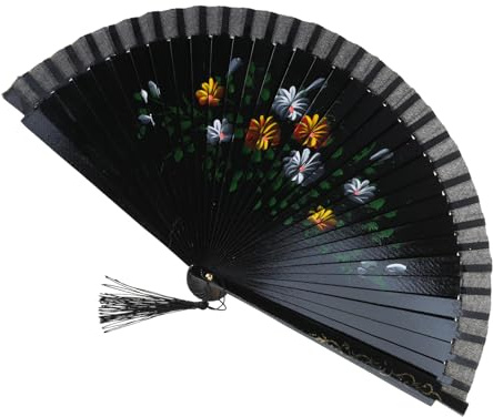 Flamenco Performances Handfächer Mit Doppeltem Muster Für Spanischen Tanz Und Faltbarem Seidenfächer Mit Blumenmotiv