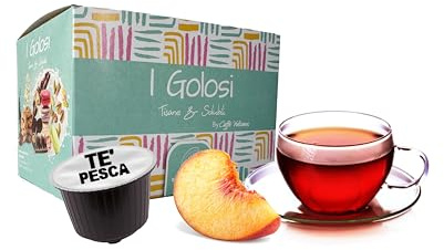 Caffè Vulcanus – Boissons instantanées en capsules, compatibles avec Nescafé Dolce Gusto (50 capsules, Thé à la pêche)