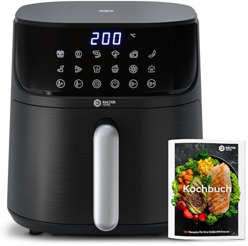 Balter Heißluftfritteuse Airfryer, 5,5 L, Friteuse Heissluftfritteuse XXL, 12 Programme, all-in-1 Air Fryer, inkl. Kochbuch mit 100 Rezepte, HL-550