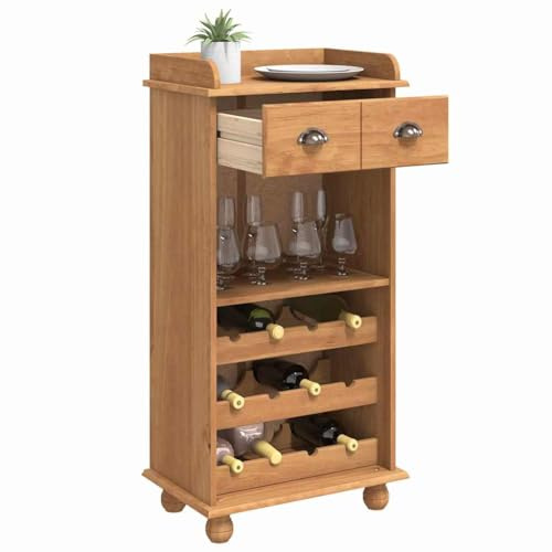 vidaXL Mobile per vino ASKIM Cera di Miele 57 x 37 x 114 cm | Tiene fino a 12 bottiglie di vino, Lo stile rustico illumina il tuo arredamento, Fatto in legno di acacia massello