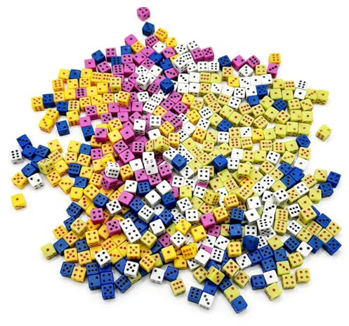 Mini Set de Dés, 100 Pièces, 5mm, Dés D6 Faces Multicolores, Parfaits pour Dés de Jeux de Société, Jeux de Casino, Enseignement Mathématique et Fêtes, Forme Carrée, Fabriqués en Plastique ABS Durable