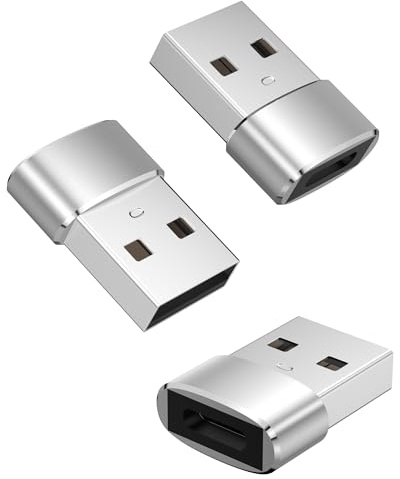 USB C to USB Adaptor,US B to USB_C Adapter 3Pack,Type C Female to A Male Charger Cable Converter Compatible with Mbook,Notebook,Tablet,Smartphone,Airpods,Galaxy S23 S24 A34,iPad 10 Air 4 5 (Siliver)