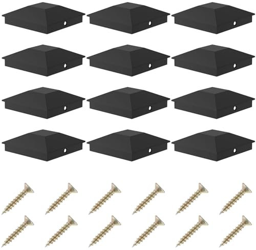 Chapeau Poteau Bois, Chapeau de Poteau Lot de 12 capuchons de poteaux de clôture en bois, capuchons de poteaux de terrasse en plastique robuste, capuchons de poteaux de terrasse résistants à la chaleu