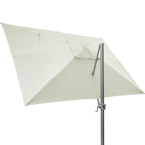 VLKLPZAHAK Auvent De Rechange pour Parasol Déporté Rectangulaire 4m, Toile De Rechange Résistante À l'eau 8 Baleines Housse De Rechange pour Parasol De Piscine Marché(Beige)