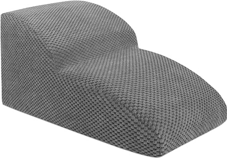 Domarex Haustiertreppe für kleine Hunde & Katzen 30x50x30 cm - 2 Stufen - Hunderampe für Sofa & Bett, Anti-Rutsch, Waschbarer Bezug, Stabil & Komfort - Dots Grau