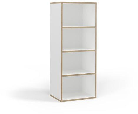 Vicco Bücherregal Tetrix, Weiß, 40 x 100 cm | mit 4 Fächern, zur Aufbewahrung von Büchern und Dekoration geeignet