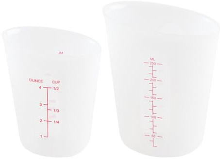 Hemobllo 2 Pezzi Misurini in Silicone Trasparente Doppia Scala e Tazze da Cucina Antiurto e Resistenti per Dosaggio Preciso in Cucina e Preparazioni Dolciarie