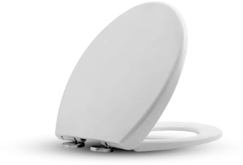 Soft Close Toilet Seat White O Shape – Quick Release Easy Clean Toilet Lid Cover, Adjustable Hinges, Universal UK Fit, Durable Thick Bathroom Seat Replacement, Quiet Close Toilet Seat