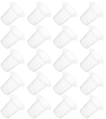 SHINEOFI Macetas de Malla para Hidroponía Blancas 50 Piezas Cesta Hidropónica de Plástico 70 MM Altura para Cultivo sin Tierra Vasos de Red para Jardín y Balcón Contenedores para