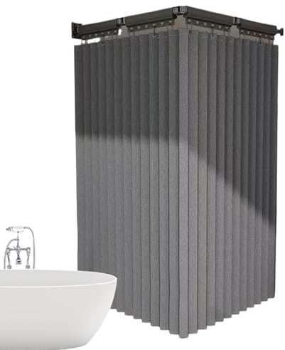 Generisch Faltbare Duschvorhangstange – 79 X 71 Vorhang | Ohne Bohren Verstellbare Duschstange Mit Schwenkarm, An Der Wand Montierte Aluminiumhalterung Für Eckbadewannen, Wohnmobile,