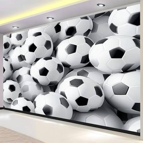 Fotomurales Deportes Fútbol Simple Papel pintado mural 250 x 175 cm tejido no tejido, Arte Papel tapiz mural En Blanco Y Negro Moderna Decoración De Pared Sala Oficina Salón