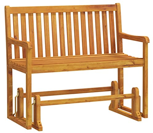 Bendmaxx Garten-Schaukelbank 110 cm Massivholz Akazie mit Ölfinish wetterfest für Terrasse Balkon und Gartenbank mit Armlehnen und Rückenlehne ideal als Parkbank und Außenbank