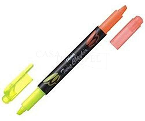 Pentel SLW8-GF Textmarker TWIN CHECKER, 2 Spitzen, gelb/orange