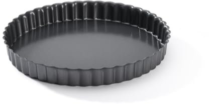 De Buyer - Moule à tarte cannelé rond à fond amovible en acier antiadhésif - Diamètre 20 cm -, Noir