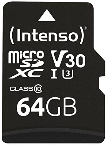 Intenso Professional microSDXC 64GB Class 10 UHS-I, U3, V30 Speicherkarte inkl. SD-Adapter (bis zu 100 MB/s), schwarz