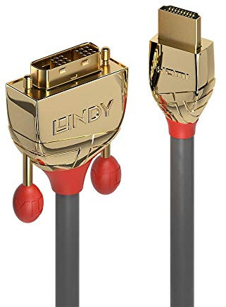 Lindy 36196 - Cable DMI a DVI (3 m), Color Dorado