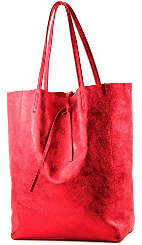 modamoda de T163 Damen Leder Shopper Schultertasche, handmade in Italy