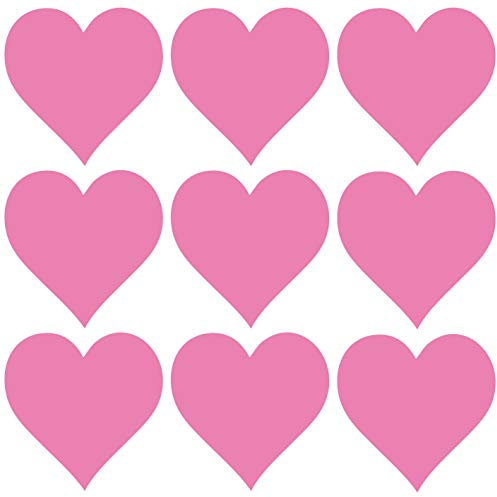 kleb-Drauf | 9 Herzen | Rosa - glänzend | Wandtattoo Wandaufkleber Wandsticker Aufkleber Sticker | Wohnzimmer Schlafzimmer Kinderzimmer Küche Bad | Deko Wände Glas Fenster Tür Fliese