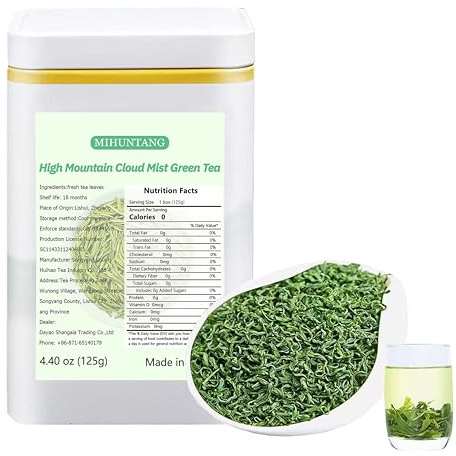 Cloud Mist Premium Loose Leaf Green Tea 125g (4.40 oz) Alpine Cloud Yunwu Leaves Tea for Hot or Iced Tea Beverages
