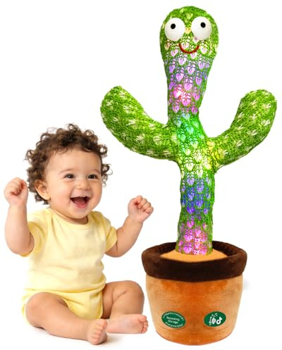 Interactive Baby Toys Dancing Talking Cactus Toy, Singing Musical & Record Repeat What You Say, Funny Gift for Infant 6-18 Months & Toddler 1 2 3 Year Old Boy Girl, Light Up Toy (Volume Control)