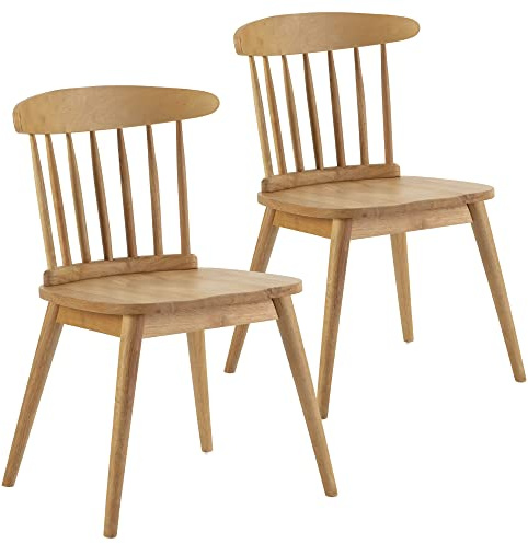 HOMN LIVING Pack 2 sillas Ben Color Roble, Madera Maciza, 55 cm (Ancho) 52 cm (Profundo) 80 cm (Alto)