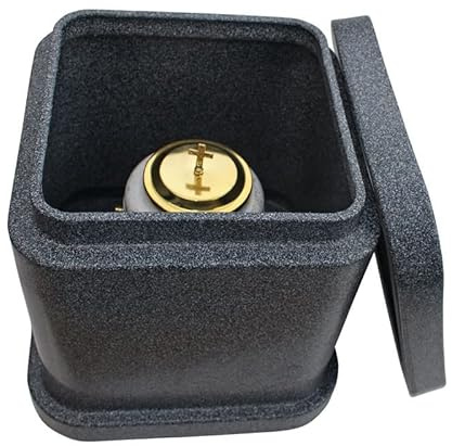 Capsule pour urne - Coffre pour urne - Conteneur pour urne funéraire à enfouir dans le sol (plaque commémorative / NO)