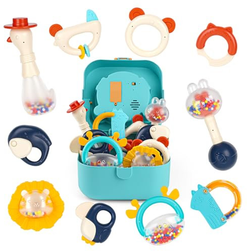 Baby Toys 0-6 Months Rattles Sensory Teething Toys for Newborn Baby Toys 6 to 12 Months Girl Boy Gifts with Storage Box
