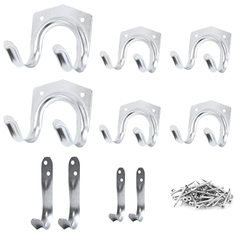 Jumbo Wall-Mounted Shed Hook Set - 10 Pcs Garage Tool Organizer Hanger for Broom, Warehouse, Garden and Storage